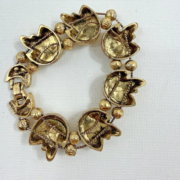 Vintage TOFA Gold Tone Charm Bracelets Lot Angels Moon Garden Tools Signed 1990s - Picture 6 of 11